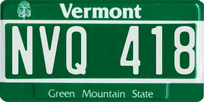 VT license plate NVQ418