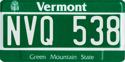 VT license plate NVQ538