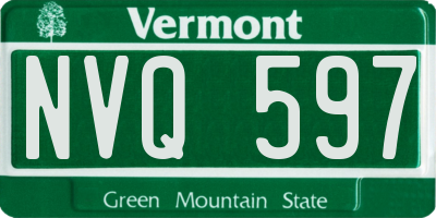 VT license plate NVQ597