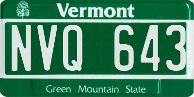 VT license plate NVQ643