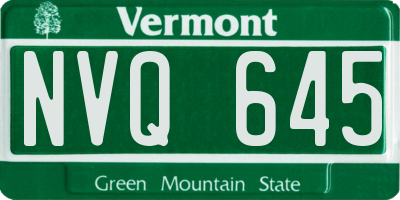 VT license plate NVQ645