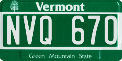 VT license plate NVQ670