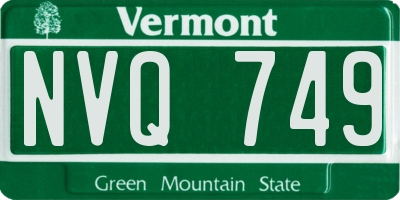 VT license plate NVQ749