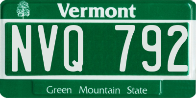 VT license plate NVQ792