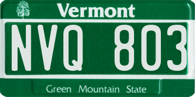 VT license plate NVQ803
