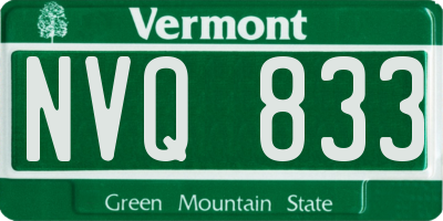VT license plate NVQ833