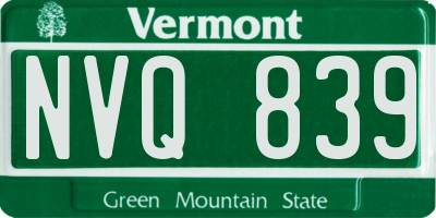 VT license plate NVQ839