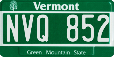 VT license plate NVQ852
