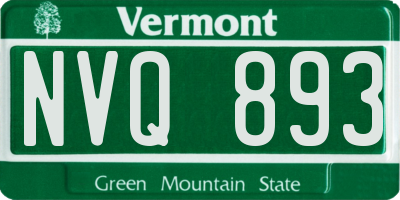 VT license plate NVQ893