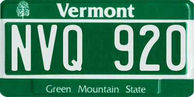 VT license plate NVQ920