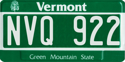 VT license plate NVQ922