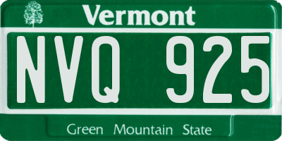 VT license plate NVQ925