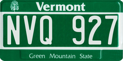 VT license plate NVQ927