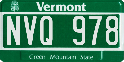 VT license plate NVQ978