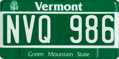 VT license plate NVQ986