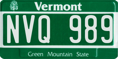 VT license plate NVQ989