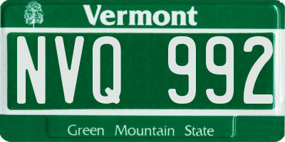 VT license plate NVQ992