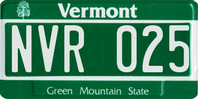 VT license plate NVR025