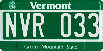 VT license plate NVR033