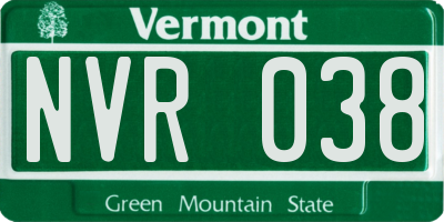 VT license plate NVR038