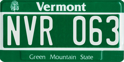 VT license plate NVR063