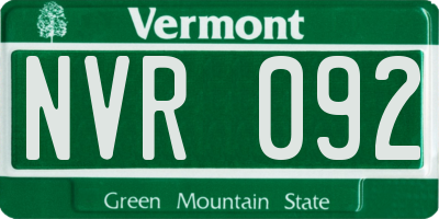 VT license plate NVR092