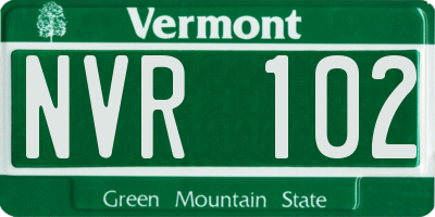 VT license plate NVR102