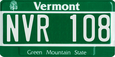 VT license plate NVR108