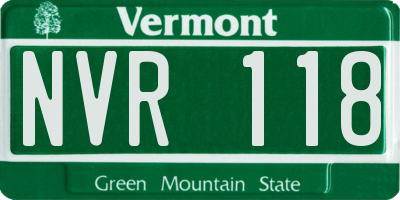 VT license plate NVR118