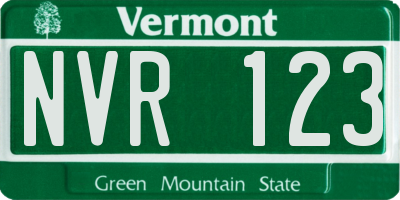 VT license plate NVR123