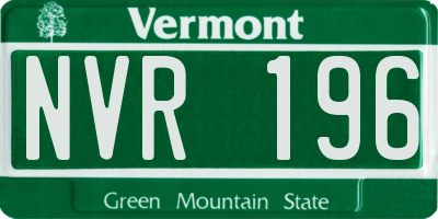 VT license plate NVR196