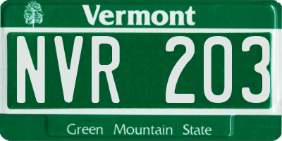 VT license plate NVR203