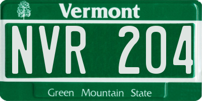 VT license plate NVR204