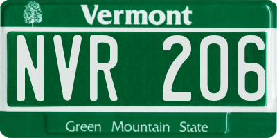 VT license plate NVR206