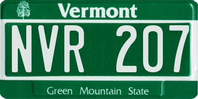 VT license plate NVR207