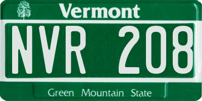 VT license plate NVR208