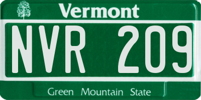 VT license plate NVR209