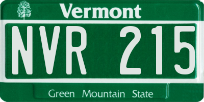 VT license plate NVR215