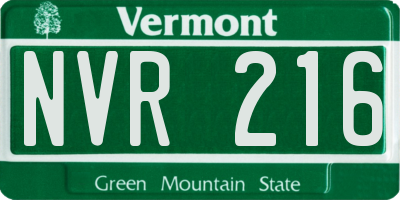 VT license plate NVR216