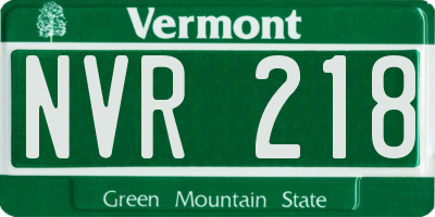 VT license plate NVR218