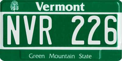 VT license plate NVR226