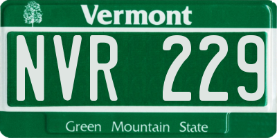 VT license plate NVR229