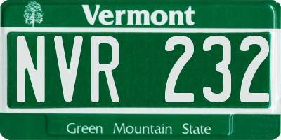 VT license plate NVR232