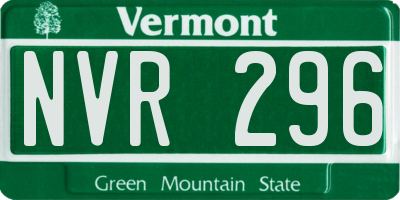 VT license plate NVR296