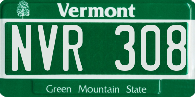 VT license plate NVR308