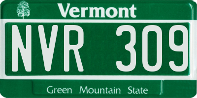 VT license plate NVR309