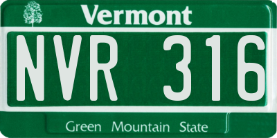 VT license plate NVR316