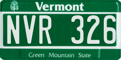 VT license plate NVR326