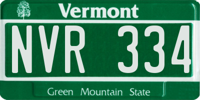 VT license plate NVR334