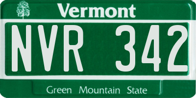 VT license plate NVR342